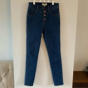 10” Roadtripper Jeans Button Fly Madewell Skinny High Rise Blue Denim Size 27 T